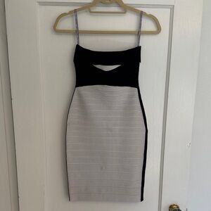 Herve Leger Black and Gray Strapless Dress - Size S